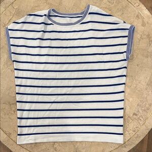 SHEWIN Women's Casual Crew Neck Cap Short Sleeve Striped Knit sweater